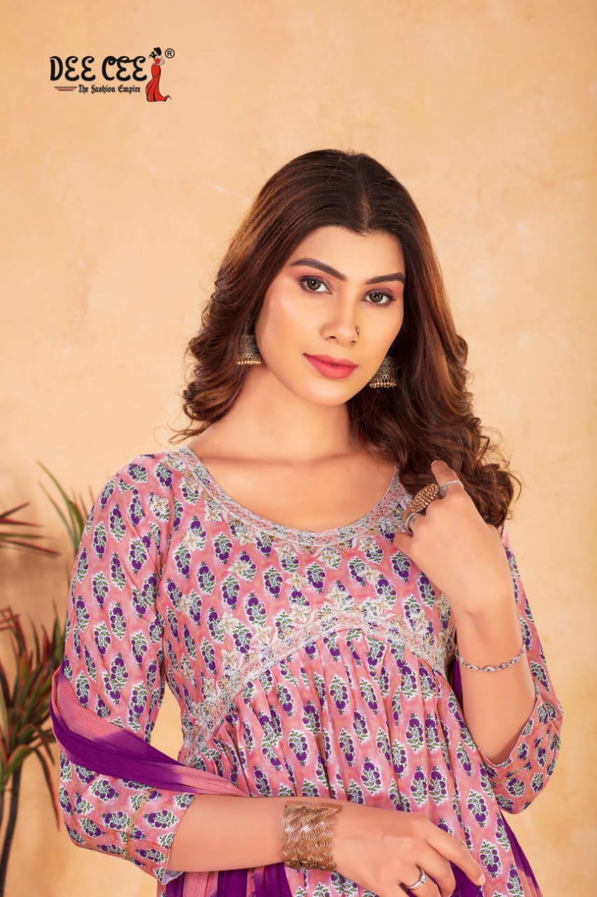 Nathalia By Dee Cee Printed Anarkali Kurti With Bottom Dupatta Exporters in India